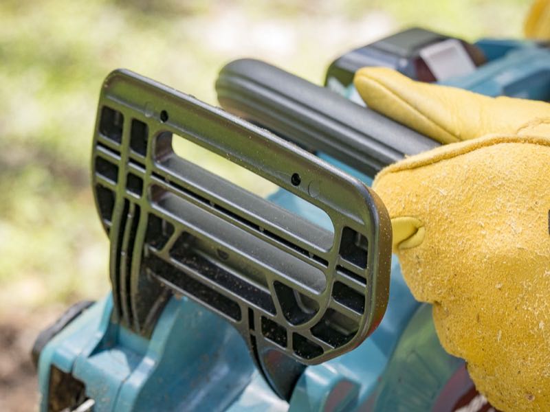 One of our favorite chainsaw safety tips includes the chain brake