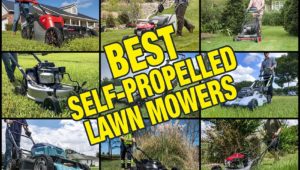 Best self-propelled lawn mowers collage
