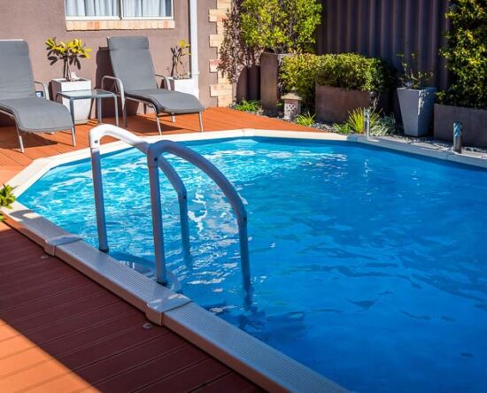 landscaping around an above ground pool