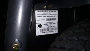 Bush Hog Serial Number