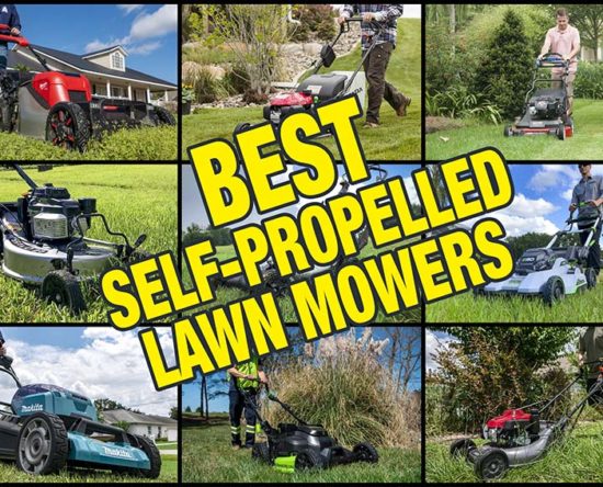Best self-propelled lawn mowers collage