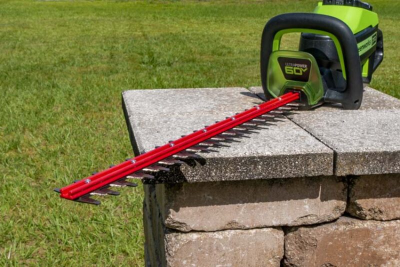 Greenworks battery powered hedge trimmer