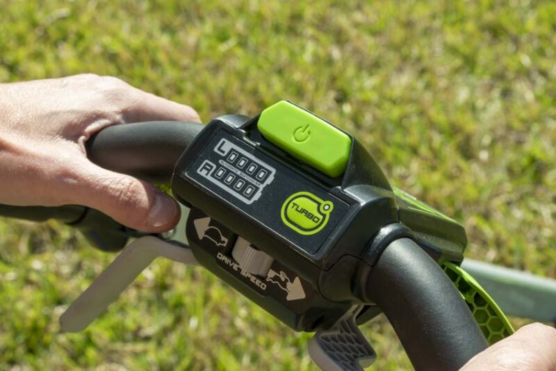 Greenworks 25-in self-propelled controls