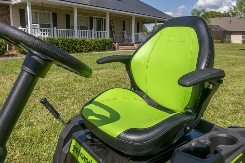 Greenworks CRT426 lawn tractor seat steering wheel