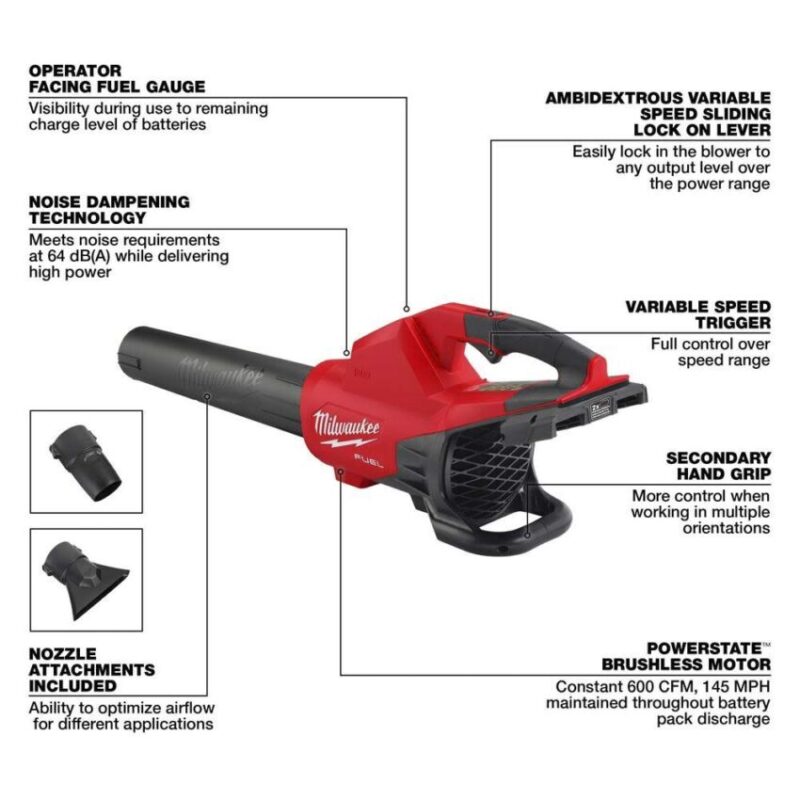 Milwaukee dual battery leaf blower features