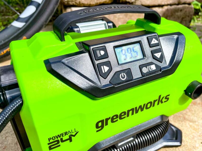 Greenworks 24V inflator controls LCD