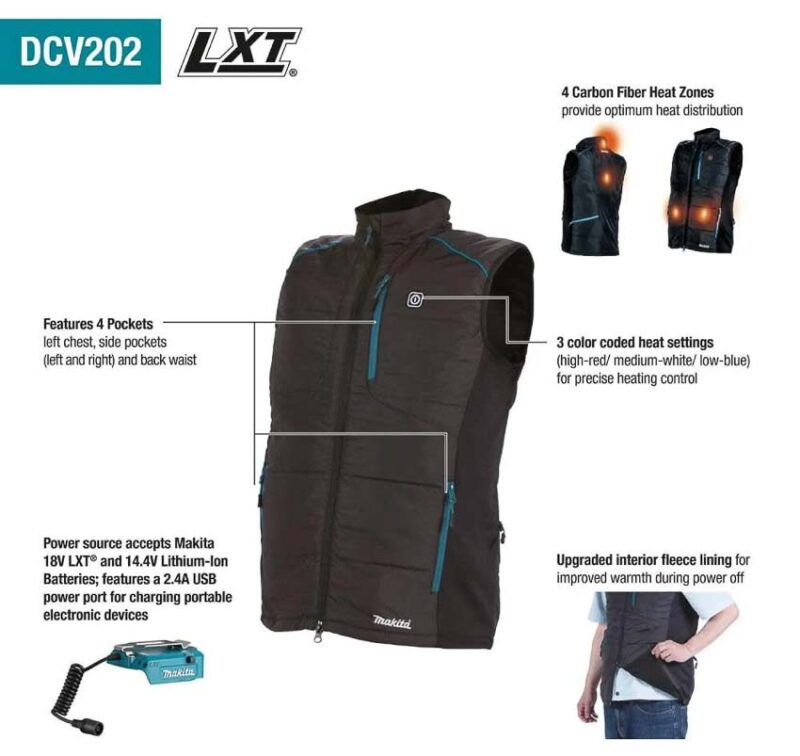 Makita DCV202ZL heated vest
