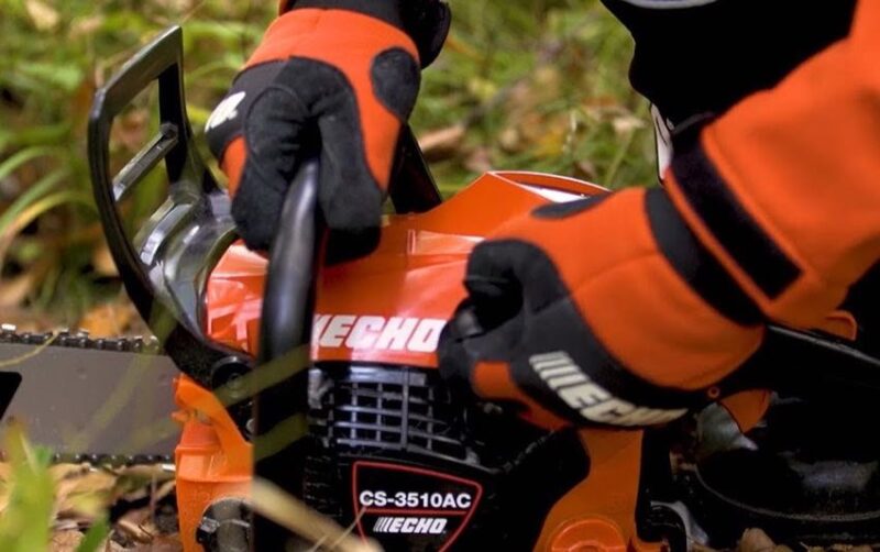 chainsaw safety while pruning trees in a midwest winter