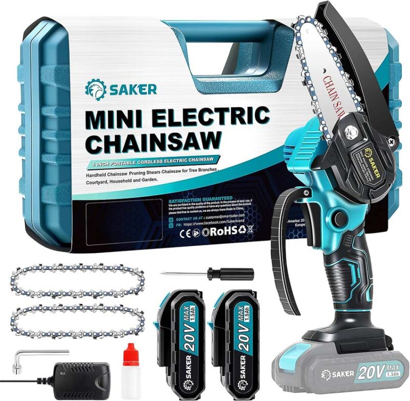 saker 4 inch cordless chainsaw kit SK1804DBT02-U-1